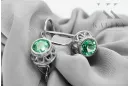 Emerald Sterling silver 925 Earrings Vintage Jewlery vec117s